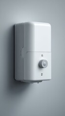 Minimalist white wall-mounted device with dial and sleek design, ideal for modern home and office decor applications