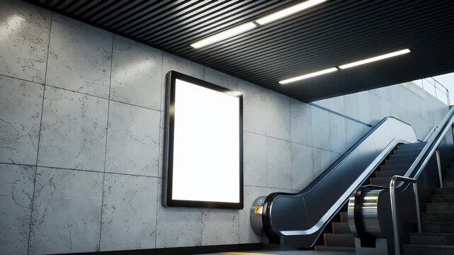 Blank Advertisement in Modern Subway Station