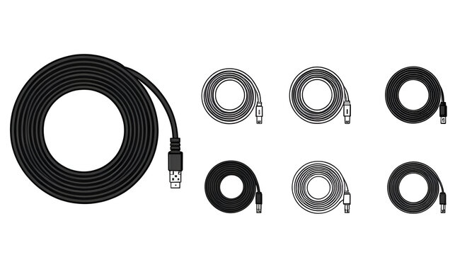 Fiber cable vector black set icon. Isolated black set icon fibre wire. Vector illustration fiber cable on white background.