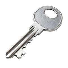 Isolated Silver Door Key on Transparent Background