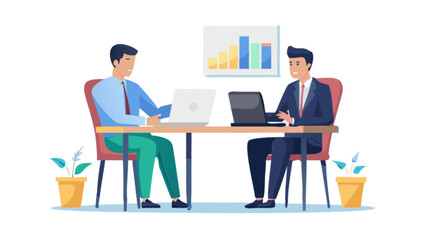 Business meeting illustration vector design for company growth and financial planning presentation material