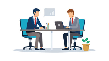 Business meeting vector illustration showing collaboration and teamwork for office presentation and discussion