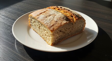 Square slice of bread on a plate