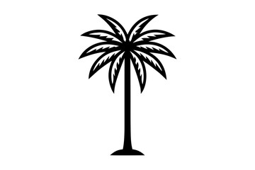 Obraz premium Minimal line icon of tropical palm tree, vector, isolated on white background