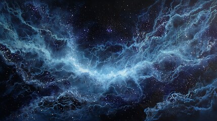 immense cosmic being painting the constellations across the universe, glowing stellar networks and planetary paths surrounding them, ethereal body shimmering with cosmic dust 