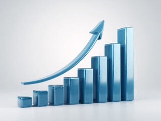 Financial Statistics Growth 3D Blue Graph