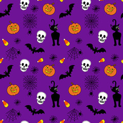 Halloween Print on Purple Seamless Repeat 