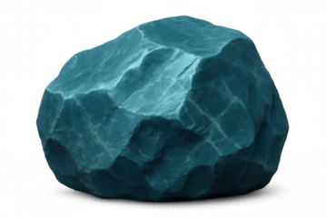 3d rendered turquoise rock with textured surface, rough geological formation, transparent background, precise clipping path