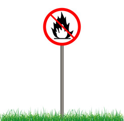 No fire sign, Flammable warning symbol, No open flame icon, Fire prohibition sign isolated on white background, Danger flammable material symbol. Flammable Materials