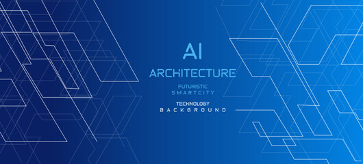 Artificial Intelligence City Architecture Concept with Futuristic Tech Lines Vector