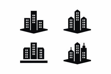 Naklejka premium Isometric cityscape icon and logo illustration, vector illustration