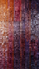 Vibrant Purple, Pink, and Orange Glass Mosaic Texture &ndash; Shimmering Geometric Tiles, Glossy Abstract Background
