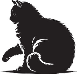 silhouette of a cat on a white background. Vector illustration