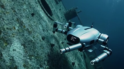 Advanced Underwater Robot Explores Deep Sea Shipwreck Environment - Powered by Adobe