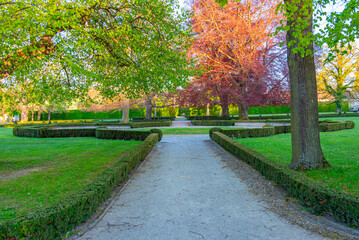 Cesky Krumlov castle park in Czech republic
