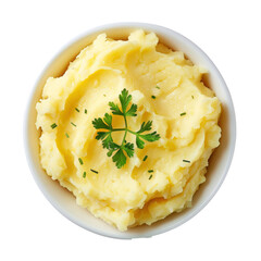 Mashed potato top view isolate on transparency background