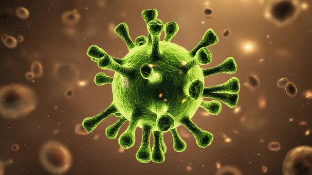 Dynamic virus animation spreading rapidly showing the danger of infection