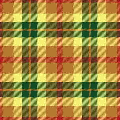 Seamless yellow  color check pattern. Repeating patern plaid. Checkered design for prints. Repeated tartan fabric. Vector scottish fabriс. Ekose texture. Madras flannel. Checker line. Stripe gingham