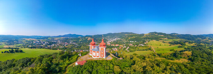 Panorama view of Calvary at banska stiavnica in Slovakia