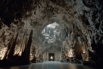 Obraz premium Digital Cave Interior With Geometric Pattern