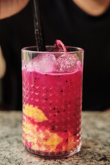 cocktail with ice and lime