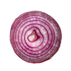 Red Onion Portion top view isolate on transparency background