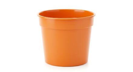 Orange Plastic Cup Isolated on White Background