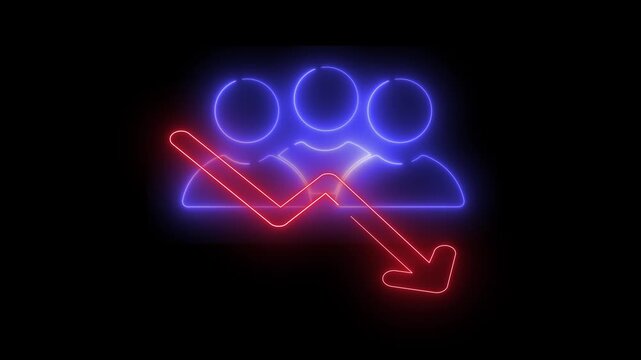 Neon light effect animation of the group icon with a downward arrow