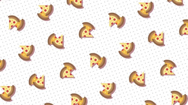 Repeating pattern of stylized pizza slices on a light background. Perfect for food-themed projects