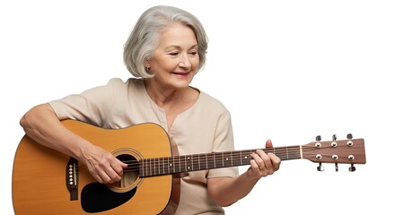 Fototapeta premium Senior Woman Enjoying Guitar Music