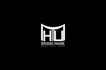 HU Letter Logo Design Modern Minimal Monogram Branding Template Creative Business Identity