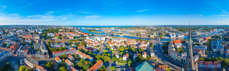 Panorama view of the city center of Szczecin, Poland