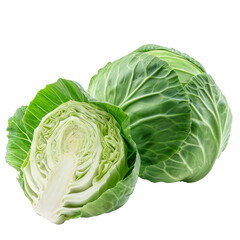Fototapeta premium whole and half Green Cabbage isolate on transparency background