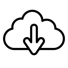 Cloud Download Line Icon of Cloud Computing and Storage Icon Set