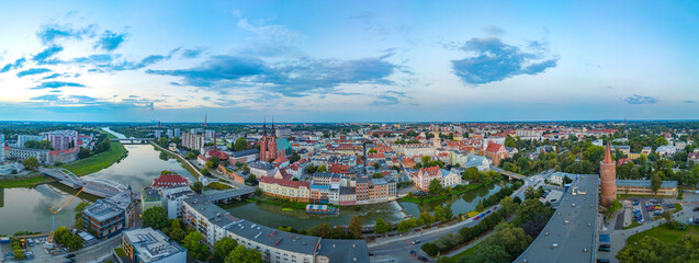 Panorama view of the old town of Opole, Poland