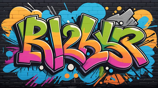 Graffiti background with throw-up and tagging hand-drawn style. Street art graffiti urban theme for prints, banners, and textiles in vector format.