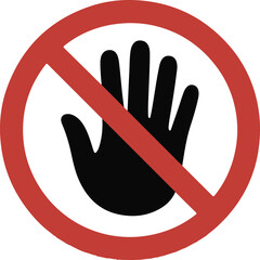 prohibition sign with hand gesture and face indicating no entry or access in restricted areas