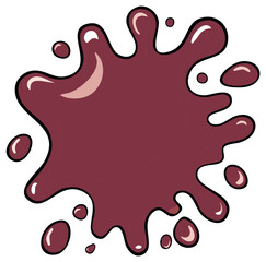 Fototapeta premium Dynamic splash of glossy brown liquid, like chocolate or paint, illustrated in a bold cartoon style.