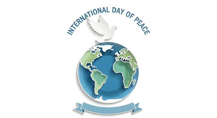 Peace Dove Above Globe � Paper Cut Style Vector