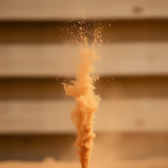 dust shot up. Dust particles explode upward