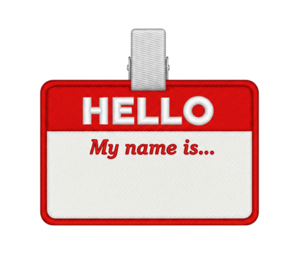 Hello my name is badge label, isolated