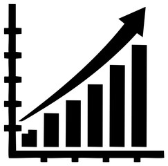 Trending Upward: Growth Chart with Ascending Arrow in Black Silhouette