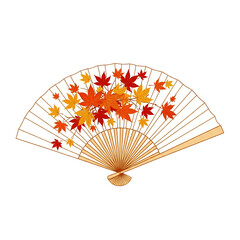 An elegant folding fan is a traditional Oriental accessory, often crafted from bamboo or wood with a decorated paper surface, used for fashion and creating a gentle breeze