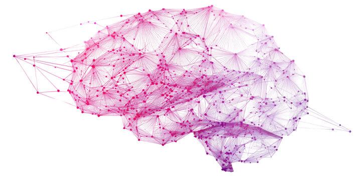 Pink and Purple Pixelated Brain Illustration On Transparent Background, PNG