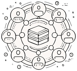 Obraz premium Teamwork Data Sharing Network Connecting People with Stacks for Success