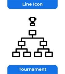 Tournament Bracket Vector Line Icon With Trophy, Illustration of Competition, Championship, Game, Winner, Match, Challenge, Final, Success