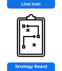 Strategy Board Line Icon, Planning, Tactic, Strategic Map, Business Plan, Goal Setting, Target, Project Management, Analysis, Direction, Vector
