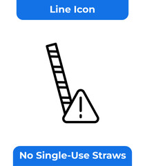No Single-Use Straws Icon, a Modern Vector Graphic Symbolizing Environmental Awareness and Sustainability for Eco-Friendly Campaigns and Digital Content.