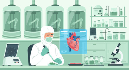 Bioprinting future: Medical researcher engineering human heart in laboratory