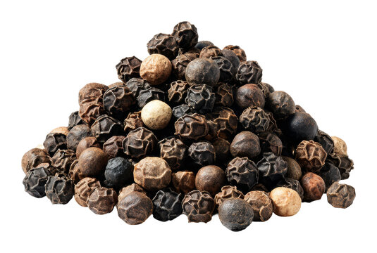 Exploring black pepper varieties spice market food isolated on transparent background - Powered by Adobe
